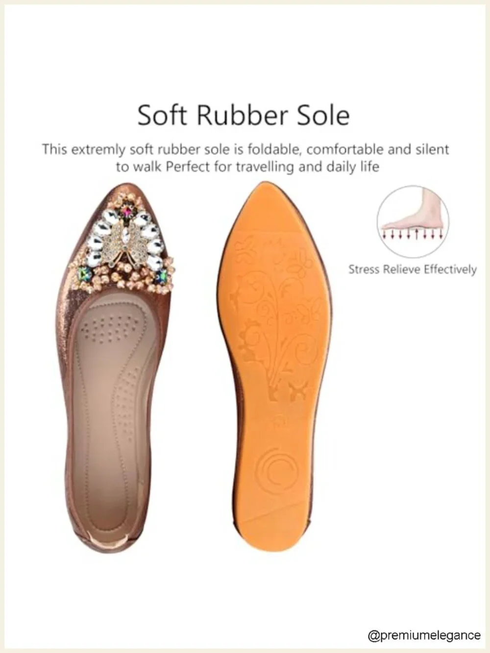 Rhinestone Ballet Flats Foldable Comfort Slip on Shoes